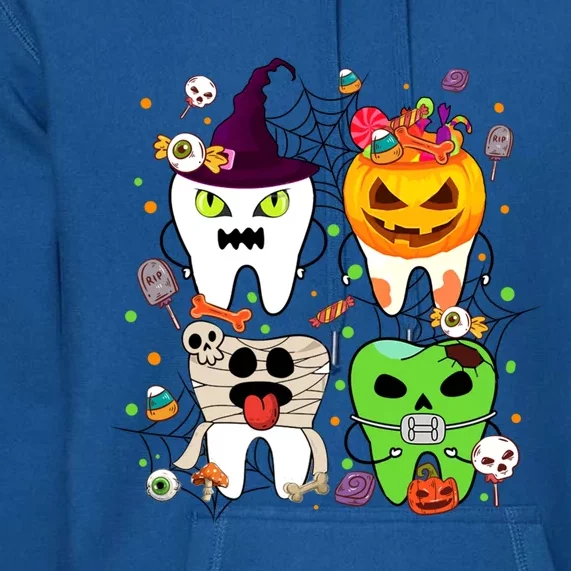 Teeth Ghost Pumpkin Witch Cute Dental Halloween Dentist Gift Premium Hoodie