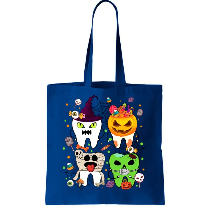 Teeth Ghost Pumpkin Witch Cute Dental Halloween Dentist Gift Tote Bag