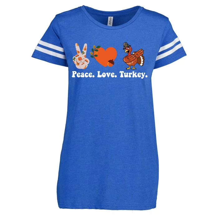 Thanksgiving Gift Peace Love Turkey Funny Thanksgiving Gift Enza Ladies Jersey Football T-Shirt