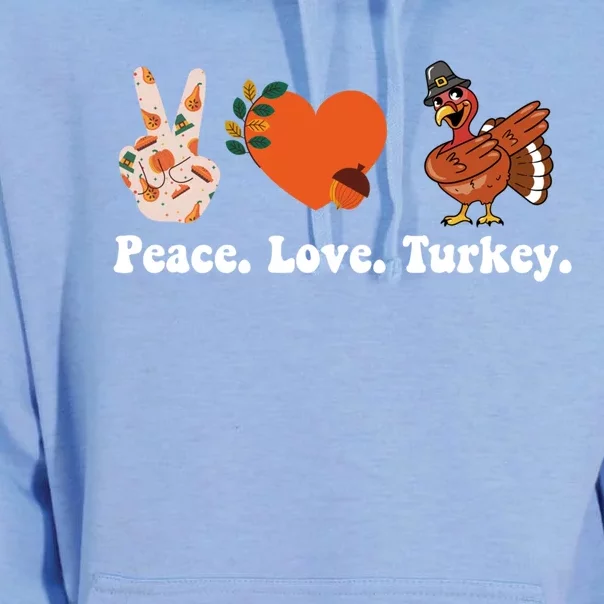 Thanksgiving Gift Peace Love Turkey Funny Thanksgiving Gift Unisex Surf Hoodie