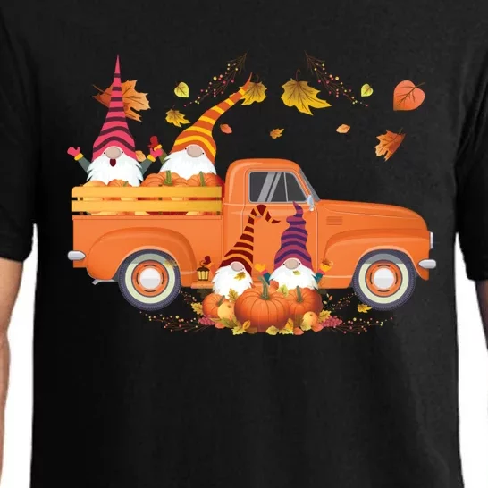 Truck Gnomes Pumpkin Truck Fall Leaf Thanksgiving Halloween Great Gift Pajama Set