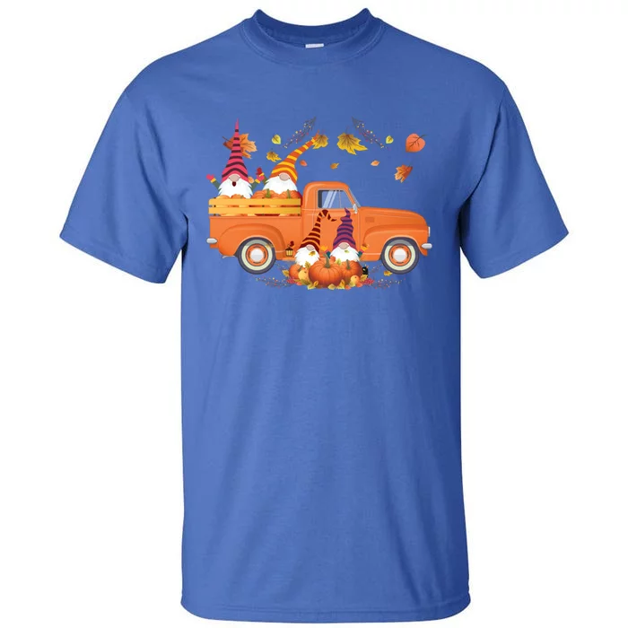 Truck Gnomes Pumpkin Truck Fall Leaf Thanksgiving Halloween Great Gift Tall T-Shirt