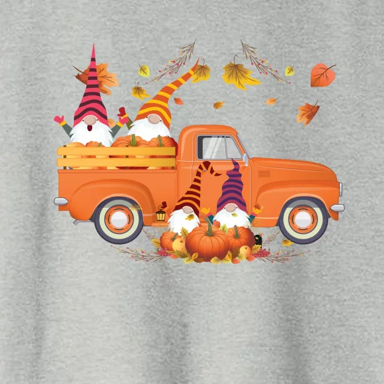 Truck Gnomes Pumpkin Truck Fall Leaf Thanksgiving Halloween Great Gift Women's Crop Top Tee