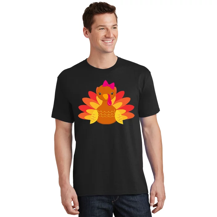 Turkey Girl Pilgrim Funny Thanksgiving T-Shirt