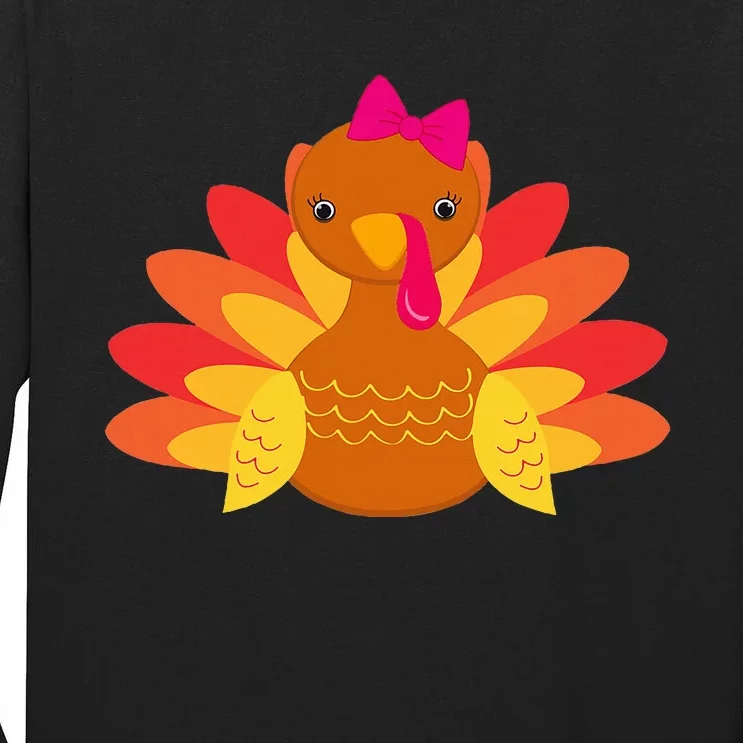 Turkey Girl Pilgrim Funny Thanksgiving Tall Long Sleeve T-Shirt