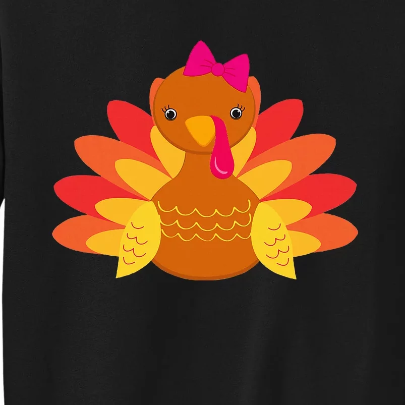 Turkey Girl Pilgrim Funny Thanksgiving Tall Sweatshirt