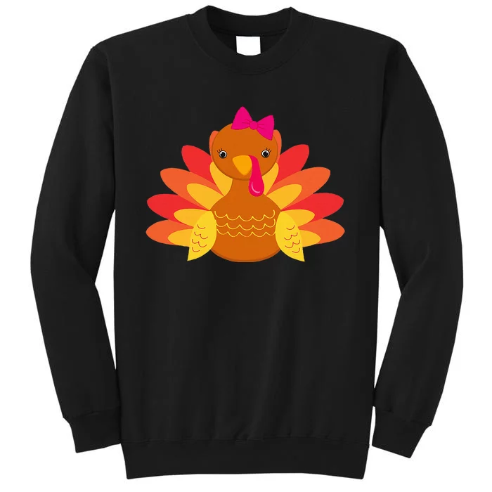 Turkey Girl Pilgrim Funny Thanksgiving Tall Sweatshirt