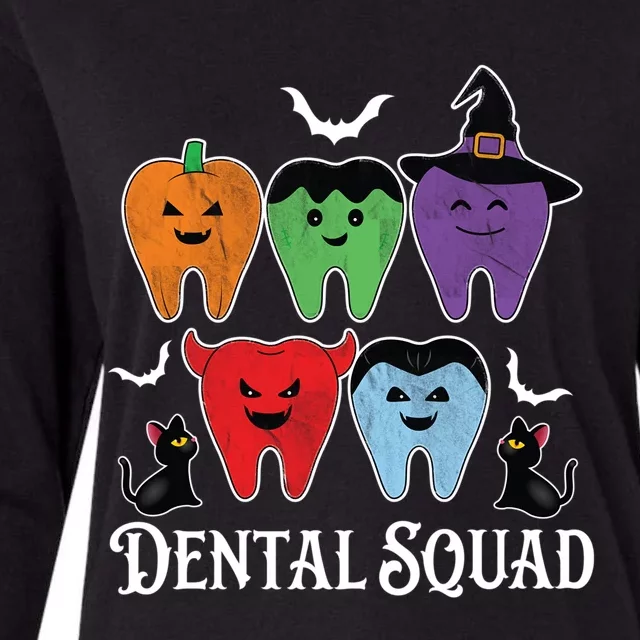 Teeth Ghost Pumpkin Dental Squad Dentist Halloween Cool Gift Womens Cotton Relaxed Long Sleeve T-Shirt