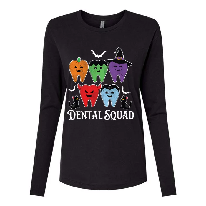 Teeth Ghost Pumpkin Dental Squad Dentist Halloween Cool Gift Womens Cotton Relaxed Long Sleeve T-Shirt