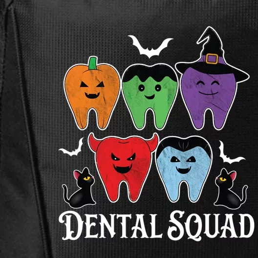 Teeth Ghost Pumpkin Dental Squad Dentist Halloween Cool Gift City Backpack