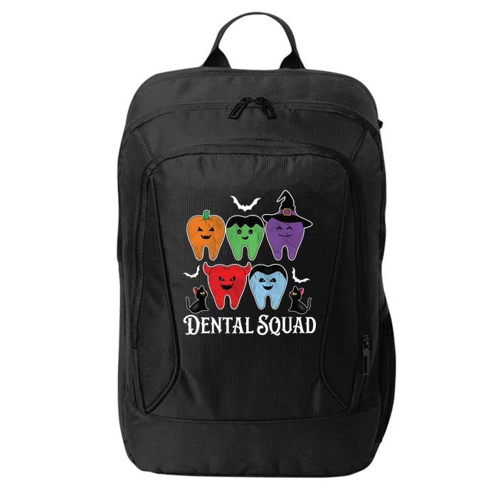 Teeth Ghost Pumpkin Dental Squad Dentist Halloween Cool Gift City Backpack