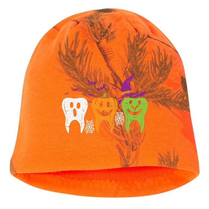 Teeth Ghost Pumpkin Witch Cute Dental Halloween Dentist Gift Kati - Camo Knit Beanie