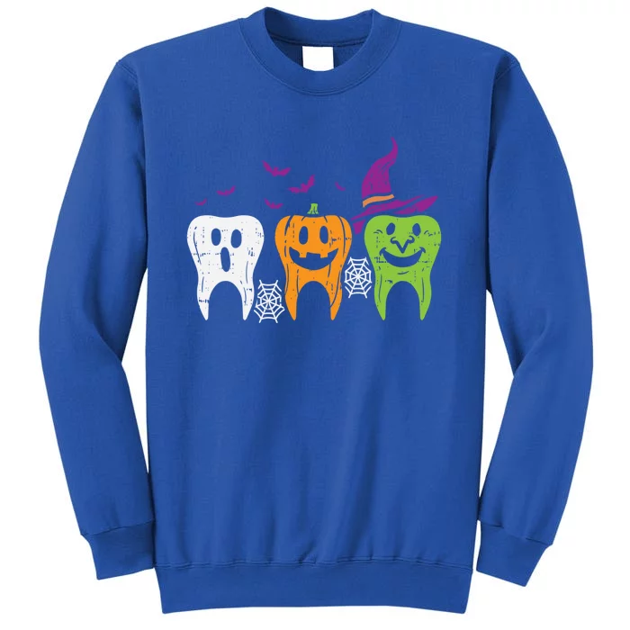 Teeth Ghost Pumpkin Witch Cute Dental Halloween Dentist Gift Tall Sweatshirt