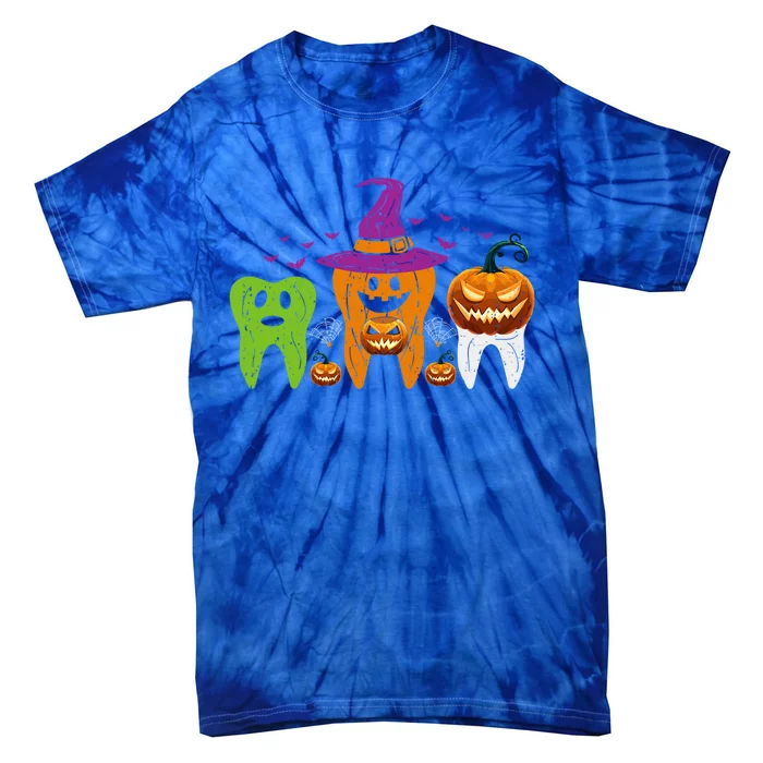 Teeth Ghost Pumpkin Witch Cute Dental Halloween Cool Gift Tie-Dye T-Shirt