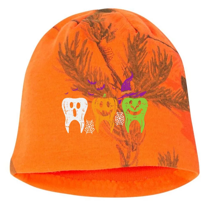 Teeth Ghost Pumpkin Witch Cute Dental Halloween Dentist Gift Kati - Camo Knit Beanie