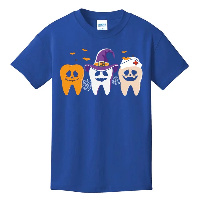 Teeth Ghost Pumpkin Nurse Cute Dental Halloween Dentist Gift Kids T-Shirt