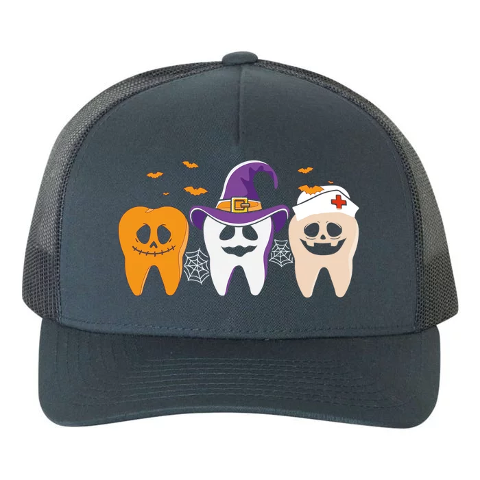 Teeth Ghost Pumpkin Nurse Cute Dental Halloween Dentist Gift Yupoong Adult 5-Panel Trucker Hat