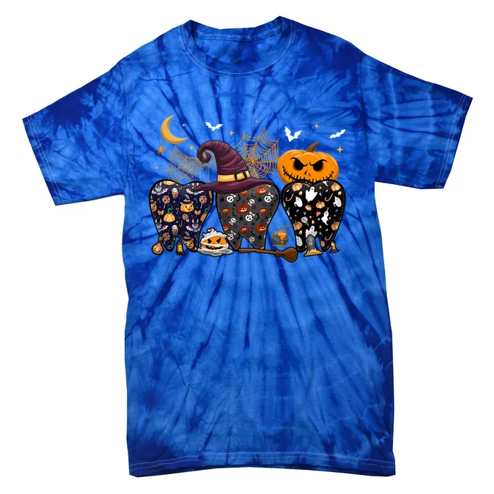 Teeth Ghost Pumpkin Witch Cute Dental Halloween Dentist Gift Cute Gift Tie-Dye T-Shirt