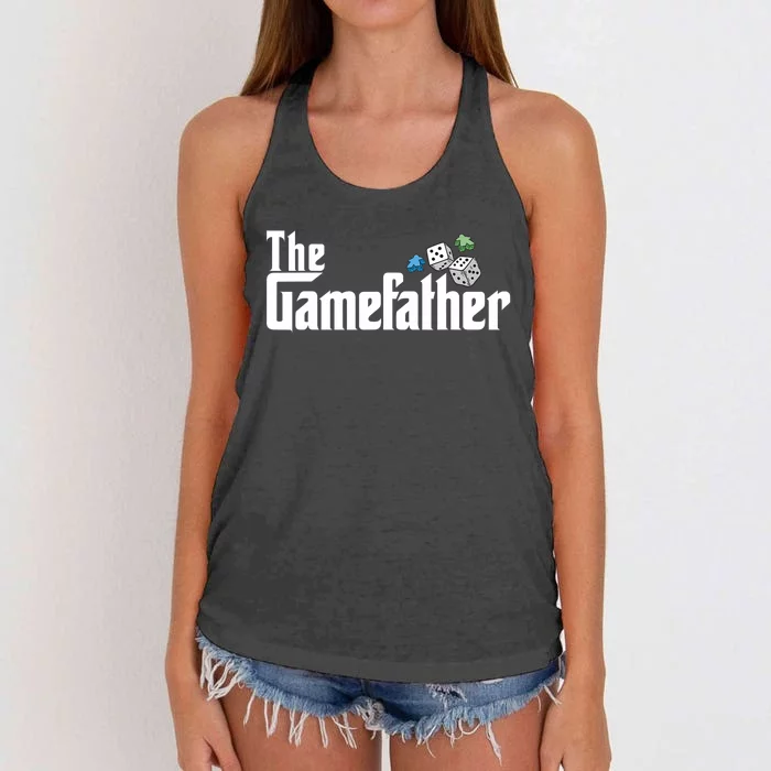 The Gamefather Playing Board Games Women's Knotted Racerback Tank