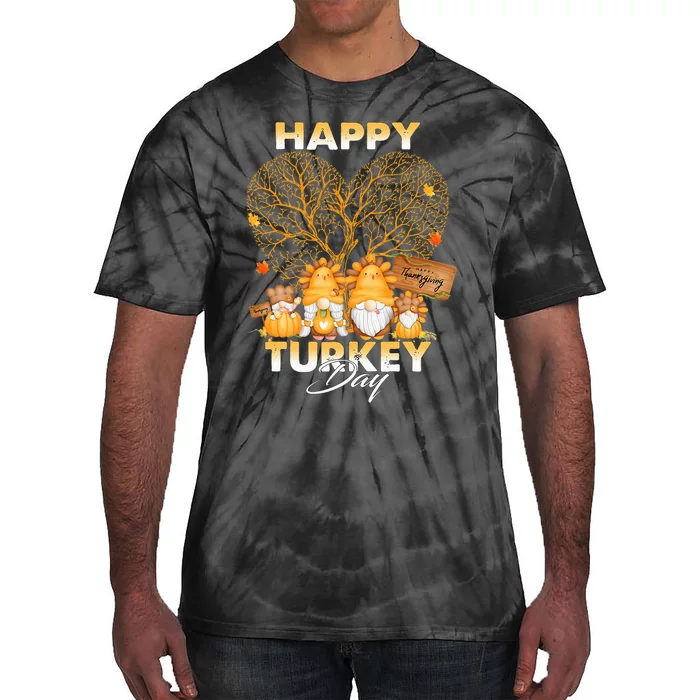 Thanksgiving Gnomes Pumpkin Autumn Harvest Tie-Dye T-Shirt