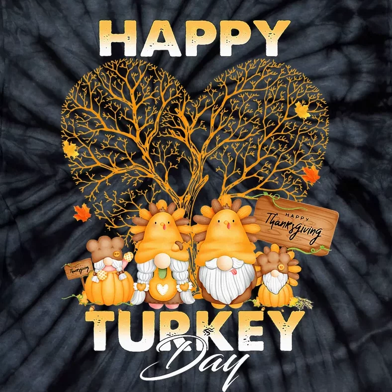 Thanksgiving Gnomes Pumpkin Autumn Harvest Tie-Dye T-Shirt