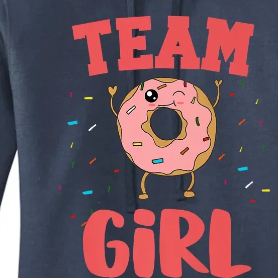 Team Girl Pink Gender Reveal Party Donut Baby Shower Women's Pullover Hoodie