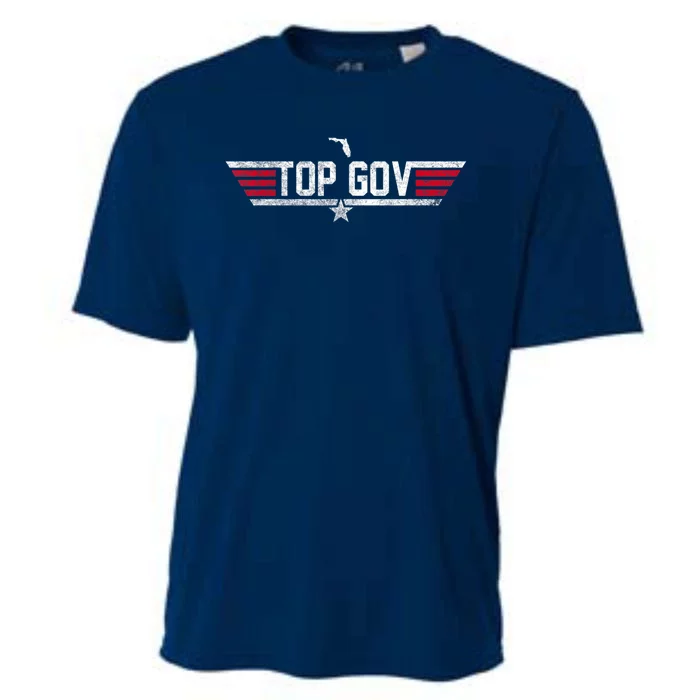 Top Gov Ron DeSantis Top Gov Florida Flag Cooling Performance Crew T-Shirt