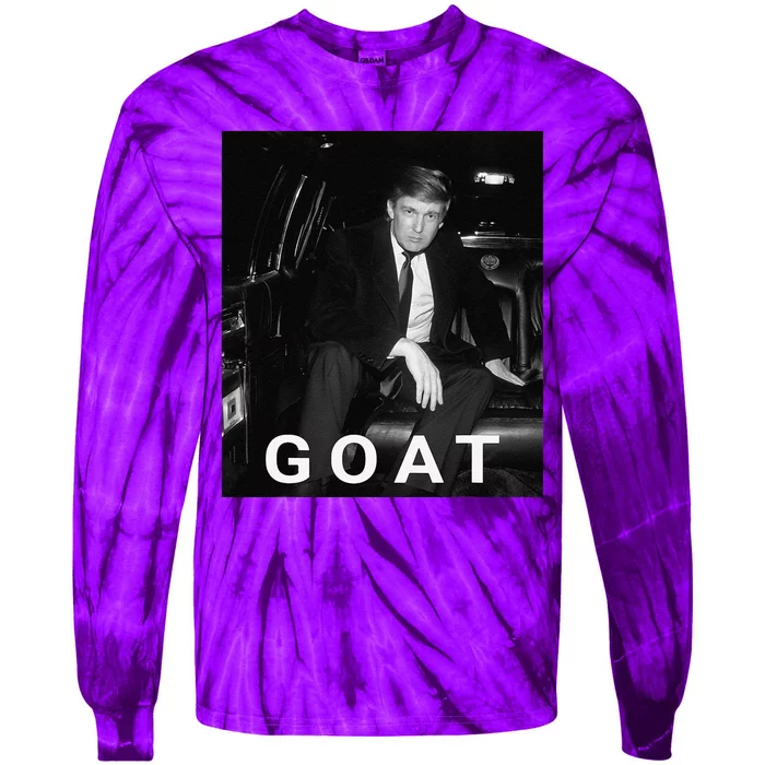 Trump Goat Republican Conservative Gift Trump 2024 Tie-Dye Long Sleeve Shirt