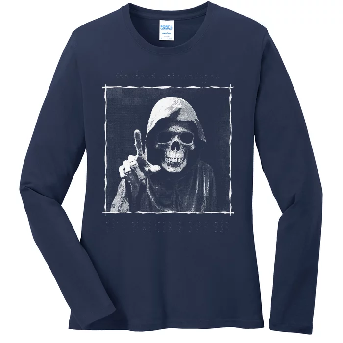 The Grim Reaper Shows Index Finger Horror Halloween Monster Ladies Long Sleeve Shirt