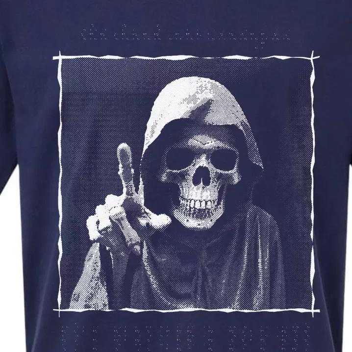 The Grim Reaper Shows Index Finger Horror Halloween Monster Sueded Cloud Jersey T-Shirt