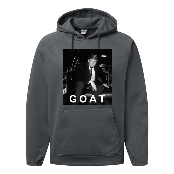 Trump Goat Republican Conservative Gift Trump 2024 Performance Fleece Hoodie