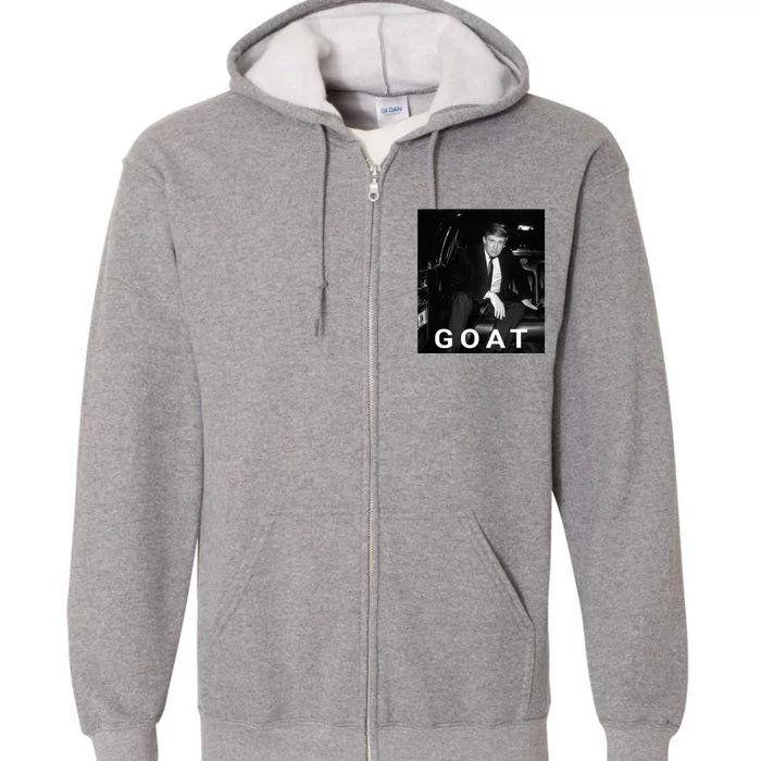 Trump Goat Republican Conservative Gift Trump 2024 Full Zip Hoodie