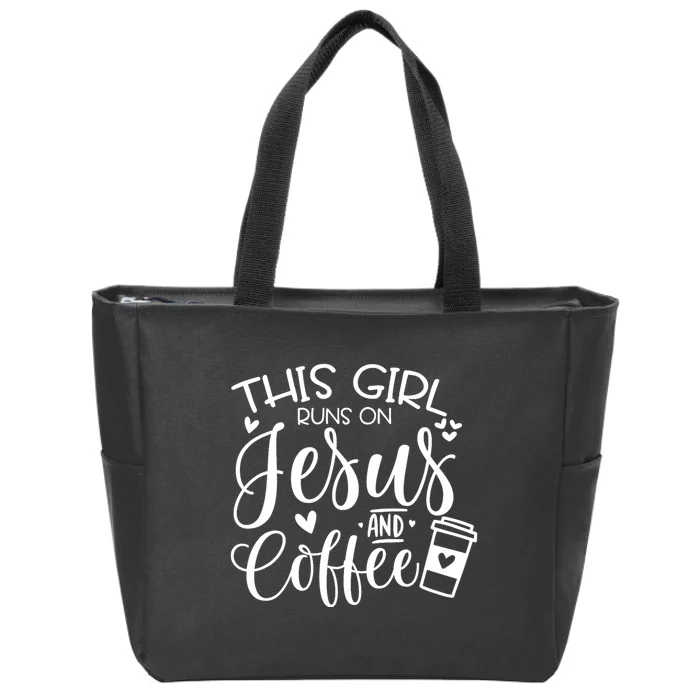 This Girl Runs On Jesus & Coffee Spiritual Christian Zip Tote Bag