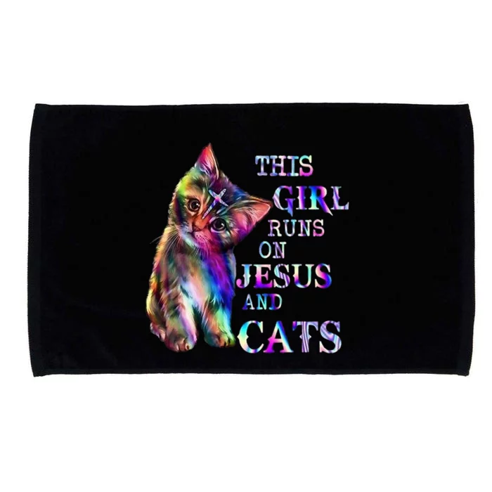 This Girl Runs On Jesus And Cats Microfiber Hand Towel