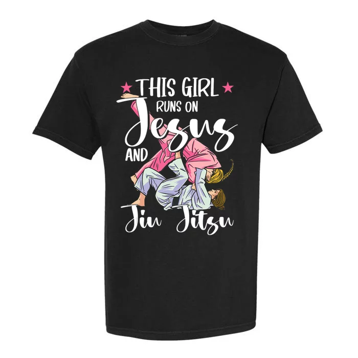 This Girl Runs On Jesus And Jiu Jitsu Garment-Dyed Heavyweight T-Shirt