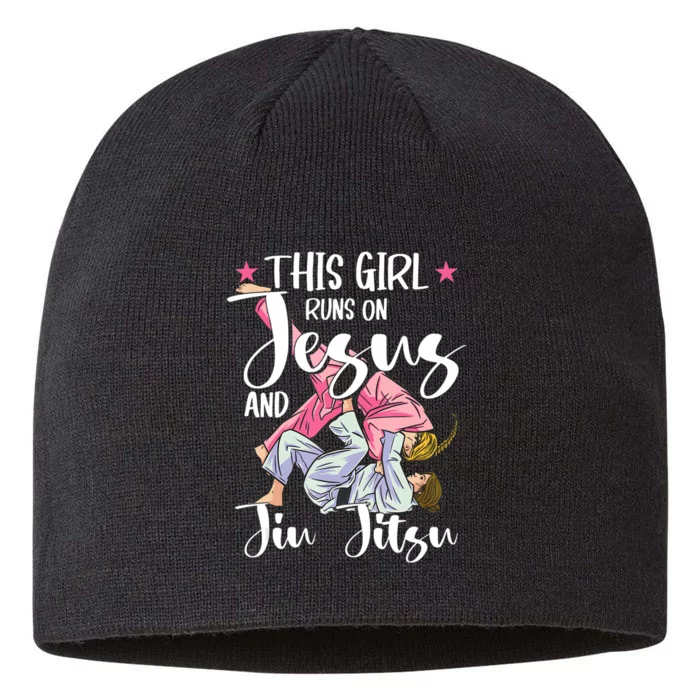 This Girl Runs On Jesus And Jiu Jitsu 8 1/2in Sustainable Knit Beanie