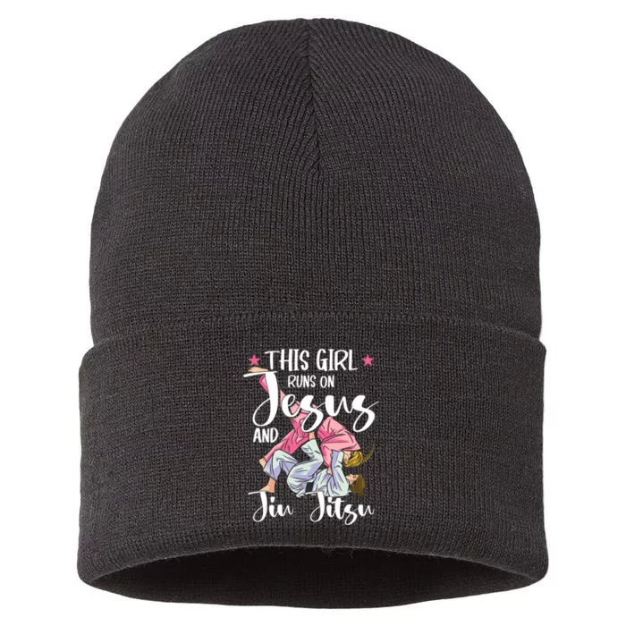 This Girl Runs On Jesus And Jiu Jitsu Sustainable Knit Beanie