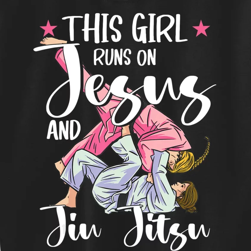 This Girl Runs On Jesus And Jiu Jitsu Kids Sweatshirt