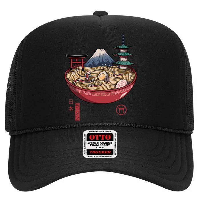 The Great Ramen Wave High Crown Mesh Trucker Hat