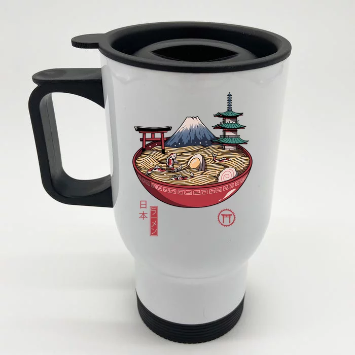 The Great Ramen Wave Front & Back Stainless Steel Travel Mug