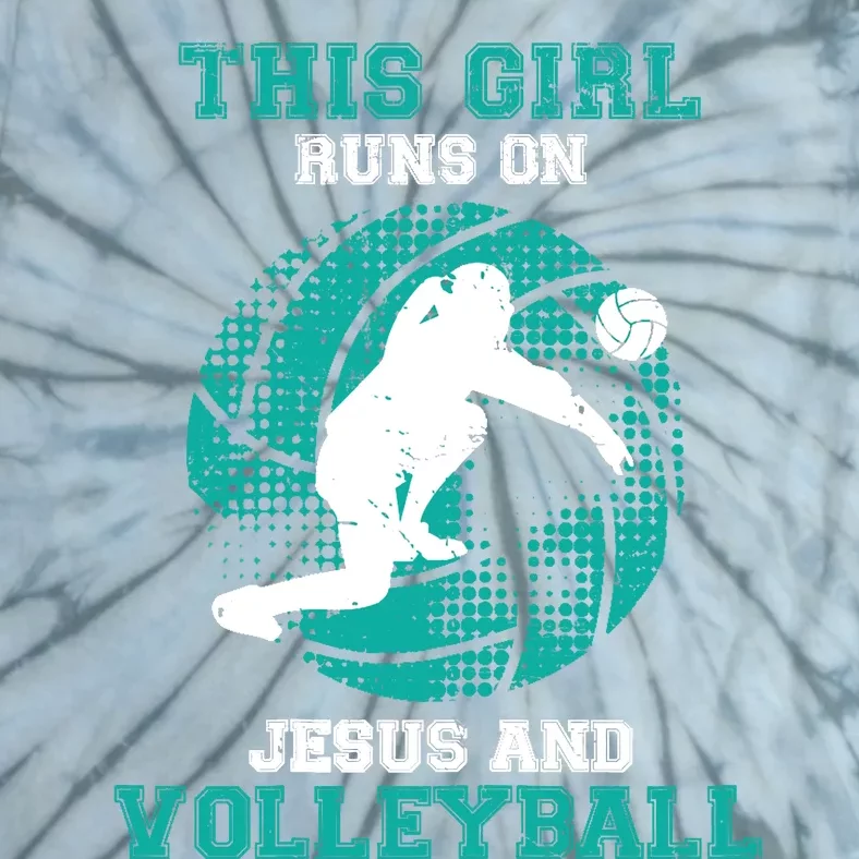 This Girl Runs On Jesus And Volleyball Teen Cute Gifts Tie-Dye T-Shirt