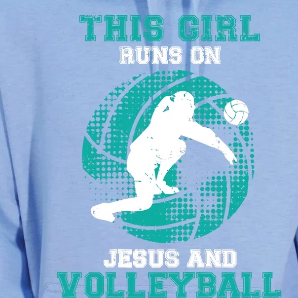 This Girl Runs On Jesus And Volleyball Teen Cute Gifts Unisex Surf Hoodie