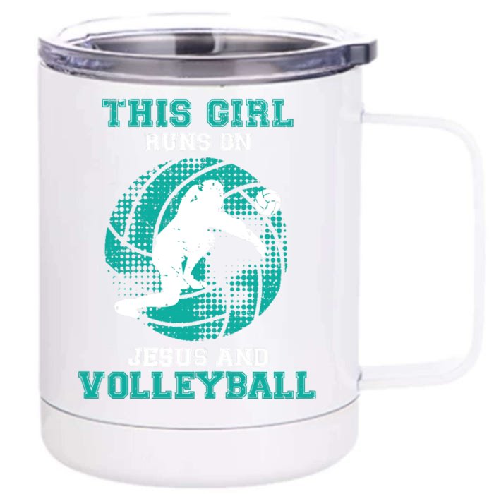 This Girl Runs On Jesus And Volleyball Teen Cute Gifts Front & Back 12oz Stainless Steel Tumbler Cup