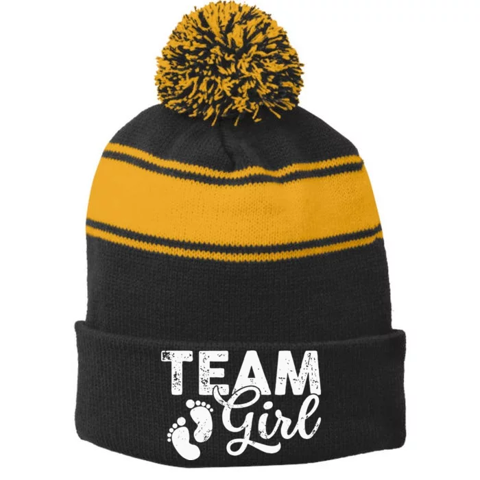 Team Gender Reveal Party Team Pink Baby Announcement Stripe Pom Pom Beanie