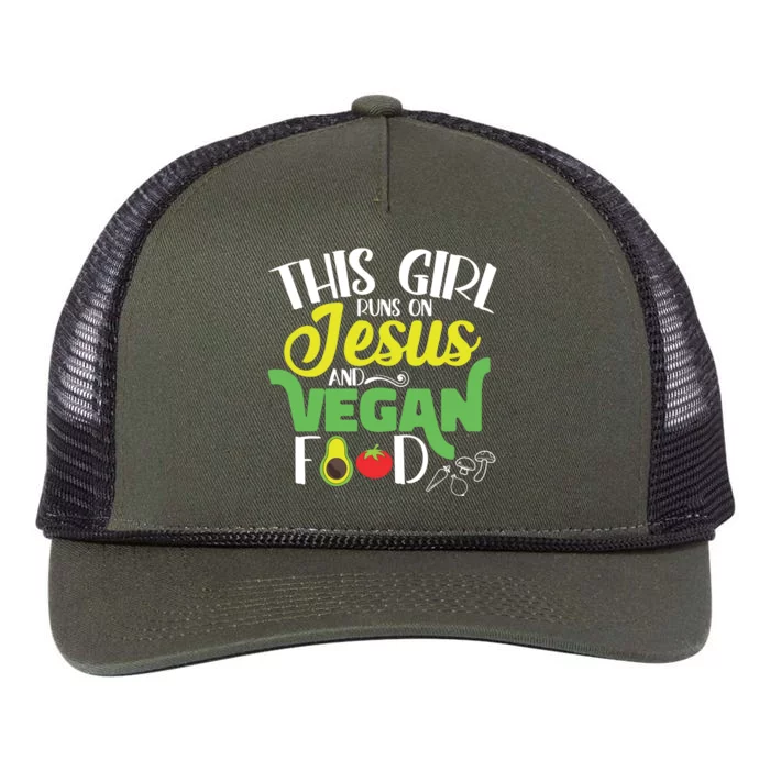 This Girl Runs On Jesus And Vegan Food Women Veganism Retro Rope Trucker Hat Cap