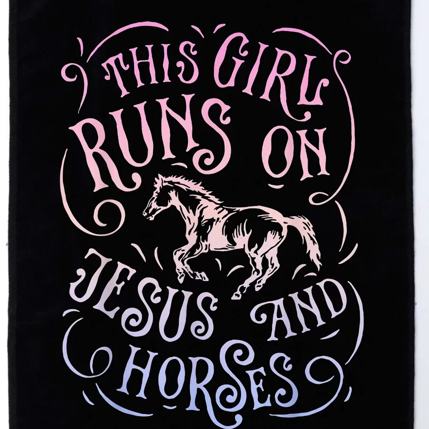 This Girl Runs On Jesus And Horses Horse Riding Equestrian= Platinum Collection Golf Towel