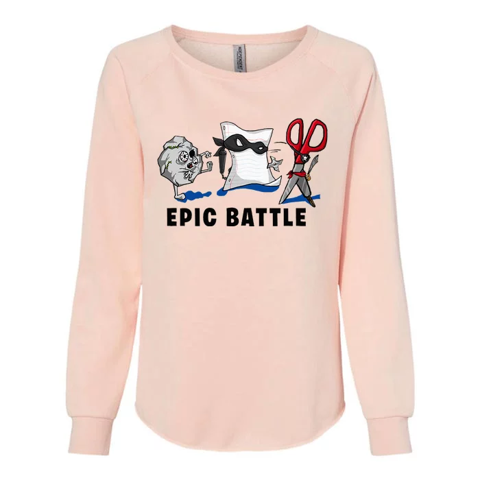 Trendy Graphic Rock Paper Scissors Epic Battle Womens California Wash Sweatshirt