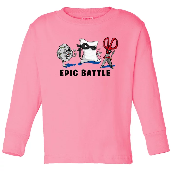 Trendy Graphic Rock Paper Scissors Epic Battle Toddler Long Sleeve Shirt