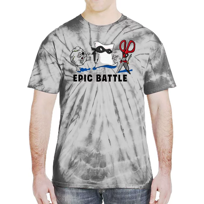 Trendy Graphic Rock Paper Scissors Epic Battle Tie-Dye T-Shirt