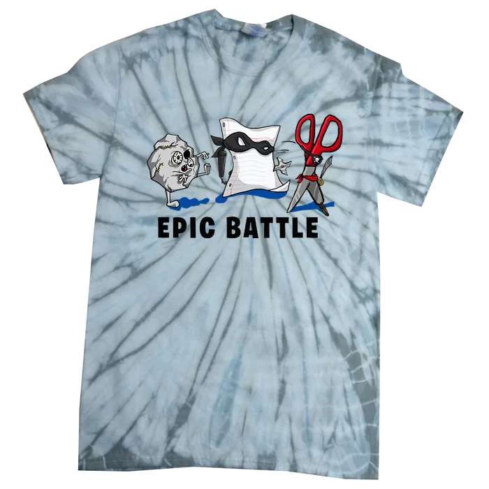 Trendy Graphic Rock Paper Scissors Epic Battle Tie-Dye T-Shirt